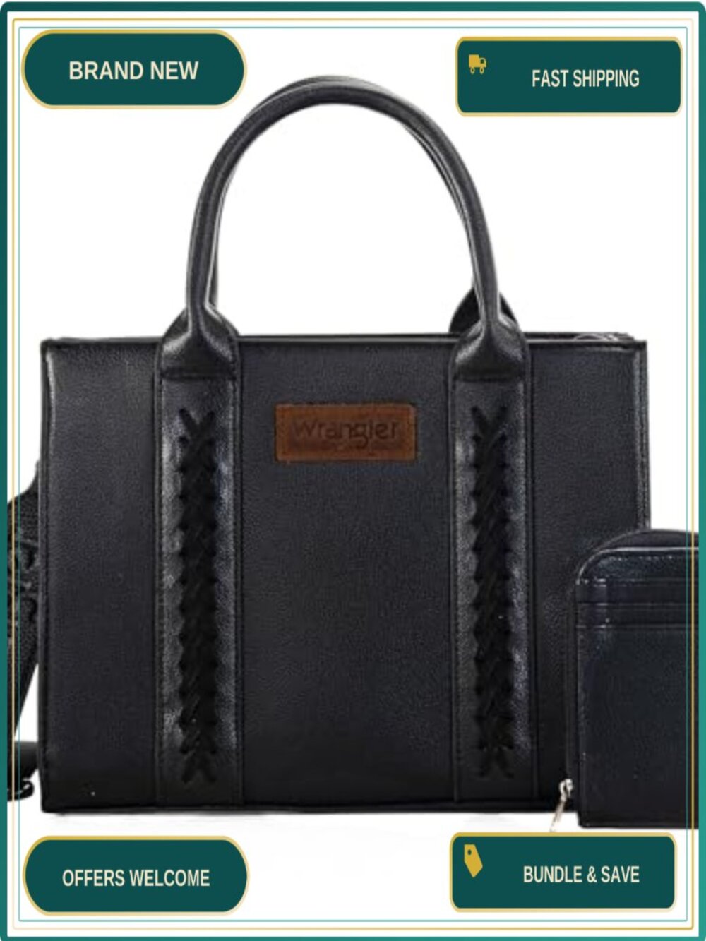 Wrangler Western Satchel Tote Bag with Card Holder Detachable Strap